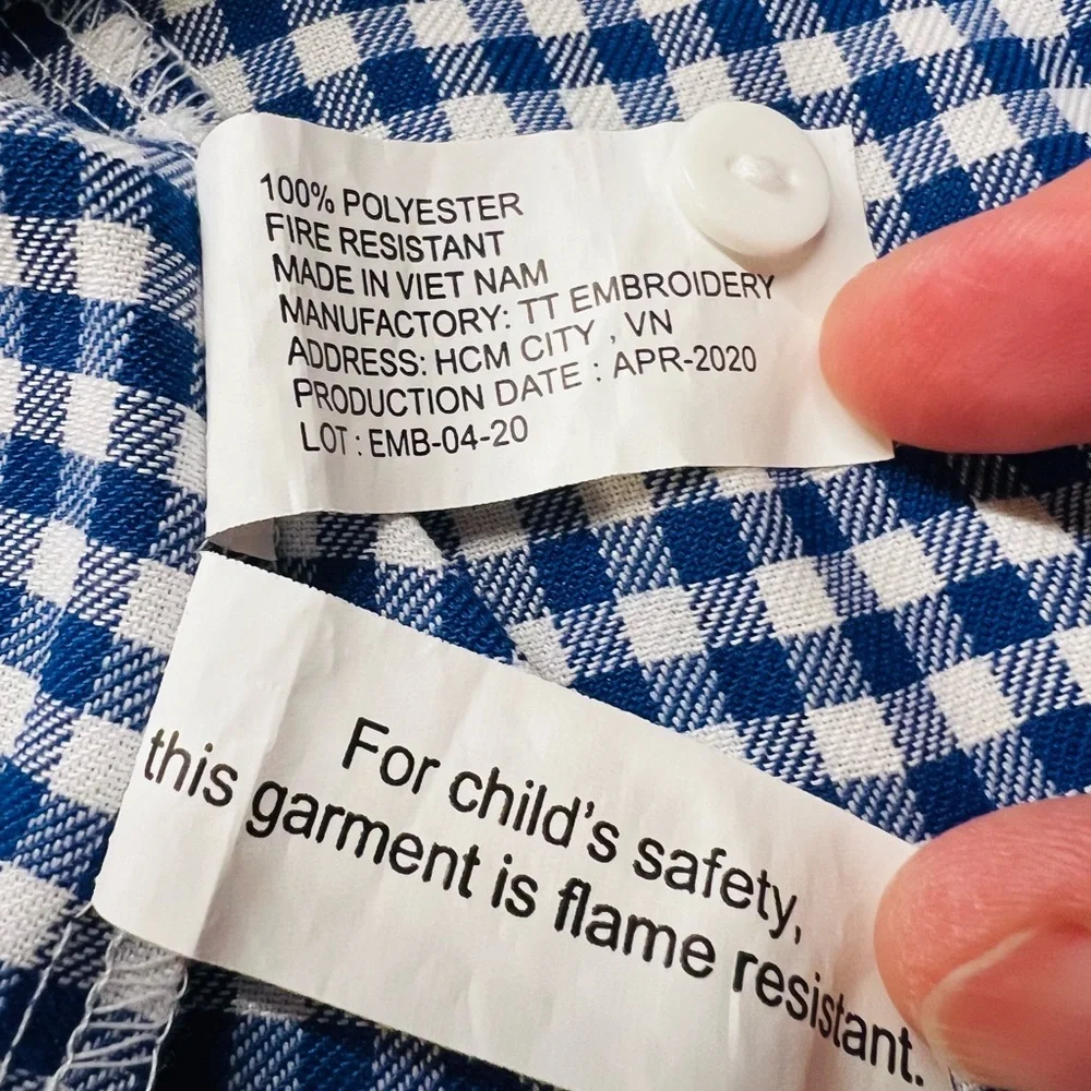 Sweet Dreams Checkered Nightgown - Navy and White Size Girls 8